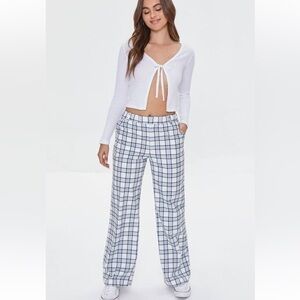 90’s STYLE WIDE LEG PLAID TROUSERS WITH POCKETS SIZE MEDIUM
